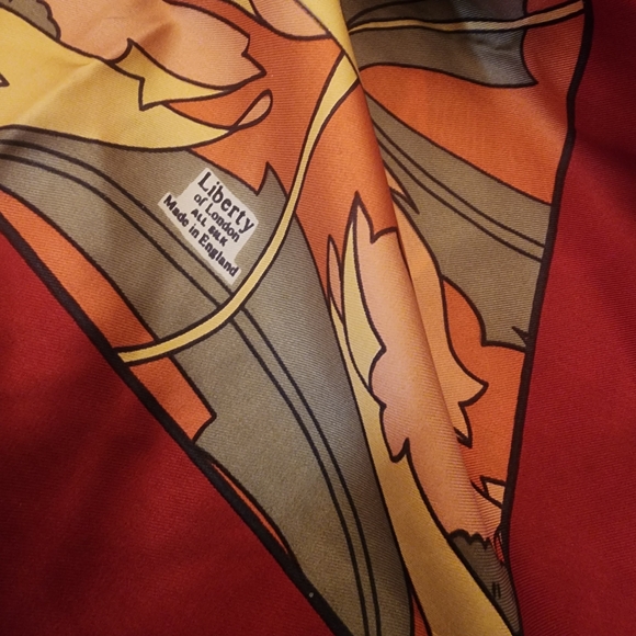 Liberty of London Red and Orange Silk Scarf - Picture 2 of 4